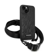   Karl Lagerfeld Monogram Plaque Logo Strap Apple iPhone 14 hátlap tok, fekete