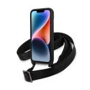 Karl Lagerfeld Monogram Plaque Logo Strap Apple iPhone 14 hátlap tok, fekete