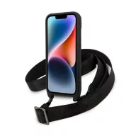   Karl Lagerfeld Monogram Plaque Logo Strap Apple iPhone 14 hátlap tok, fekete