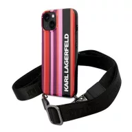   Karl Lagerfeld Color Stripes Strap Apple iPhone 14 hátlap tok, rózsaszín