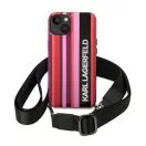 Karl Lagerfeld Color Stripes Strap Apple iPhone 14 hátlap tok, rózsaszín