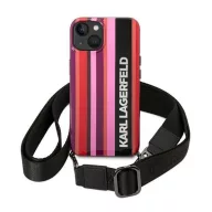   Karl Lagerfeld Color Stripes Strap Apple iPhone 14 hátlap tok, rózsaszín