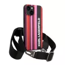 Karl Lagerfeld Color Stripes Strap Apple iPhone 14 hátlap tok, rózsaszín