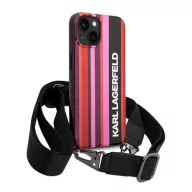   Karl Lagerfeld Color Stripes Strap Apple iPhone 14 hátlap tok, rózsaszín