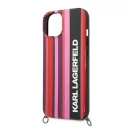 Karl Lagerfeld Color Stripes Strap Apple iPhone 14 hátlap tok, rózsaszín