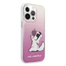 Karl Lagerfeld Choupette Fun Apple iPhone 14 Pro Max hátlap tok, rózsaszín