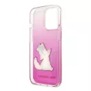 Karl Lagerfeld Choupette Fun Apple iPhone 14 Pro Max hátlap tok, rózsaszín