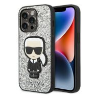   Karl Lagerfeld Glitter Flakes Ikonik Apple iPhone 14 Pro Max hátlap tok, ezüst