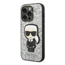 Karl Lagerfeld Glitter Flakes Ikonik Apple iPhone 14 Pro Max hátlap tok, ezüst