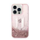 Karl Lagerfeld Liquid Glitter Big KL Apple iPhone 14 Pro Max hátlap tok, rózsaszín