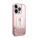 Karl Lagerfeld Liquid Glitter Big KL Apple iPhone 14 Pro Max hátlap tok, rózsaszín