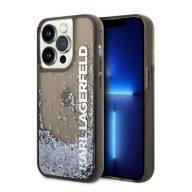   Karl Lagerfeld Liquid Glitter Elong Apple iPhone 14 Pro Max hátlap tok, fekete