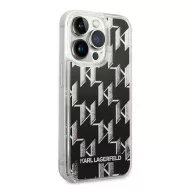   Karl Lagerfeld Liquid Glitter Monogram Apple iPhone 14 Pro Max hátlap tok, fekete