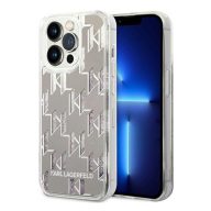   Karl Lagerfeld Liquid Glitter Monogram Apple iPhone 14 Pro Max hátlap tok, ezüst