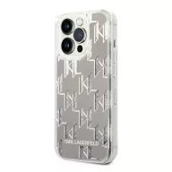   Karl Lagerfeld Liquid Glitter Monogram Apple iPhone 14 Pro Max hátlap tok, ezüst