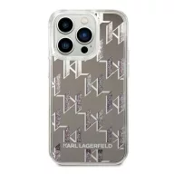   Karl Lagerfeld Liquid Glitter Monogram Apple iPhone 14 Pro Max hátlap tok, ezüst