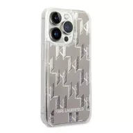   Karl Lagerfeld Liquid Glitter Monogram Apple iPhone 14 Pro Max hátlap tok, ezüst