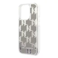   Karl Lagerfeld Liquid Glitter Monogram Apple iPhone 14 Pro Max hátlap tok, ezüst