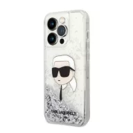   Karl Lagerfeld Glitter Karl Head Apple iPhone 14 Pro Max hátlap tok, ezüst