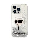 Karl Lagerfeld Glitter Karl Head Apple iPhone 14 Pro Max hátlap tok, ezüst