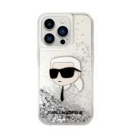   Karl Lagerfeld Glitter Karl Head Apple iPhone 14 Pro Max hátlap tok, ezüst