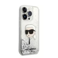   Karl Lagerfeld Glitter Karl Head Apple iPhone 14 Pro Max hátlap tok, ezüst