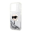 Karl Lagerfeld Glitter Karl Head Apple iPhone 14 Pro Max hátlap tok, ezüst