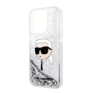  Karl Lagerfeld Glitter Karl Head Apple iPhone 14 Pro Max hátlap tok, ezüst