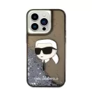 Karl Lagerfeld Glitter Karl Head Apple iPhone 14 Pro Max hátlap tok, fekete