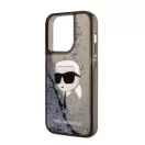 Karl Lagerfeld Glitter Karl Head Apple iPhone 14 Pro Max hátlap tok, fekete