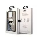 Karl Lagerfeld Glitter Karl Head Apple iPhone 14 Pro Max hátlap tok, fekete