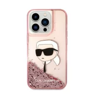   Karl Lagerfeld Glitter Karl Head Apple iPhone 14 Pro Max hátlap tok, rózsaszín