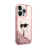   Karl Lagerfeld Glitter Karl Head Apple iPhone 14 Pro Max hátlap tok, rózsaszín