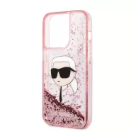   Karl Lagerfeld Glitter Karl Head Apple iPhone 14 Pro Max hátlap tok, rózsaszín
