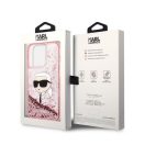 Karl Lagerfeld Glitter Karl Head Apple iPhone 14 Pro Max hátlap tok, rózsaszín