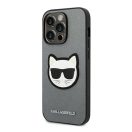 Karl Lagerfeld Saffiano Choupette Head Patch Apple iPhone 14 Pro Max hátlap tok, ezüst