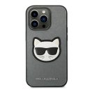 Karl Lagerfeld Saffiano Choupette Head Patch Apple iPhone 14 Pro Max hátlap tok, ezüst