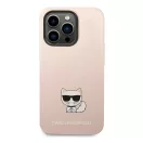 Karl Lagerfeld Silicone Choupette Body Apple iPhone 14 Pro Max hátlap tok, halvány rózsaszín