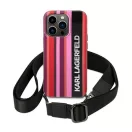 Karl Lagerfeld Color Stripes Strap Apple iPhone 14 Pro Max hátlap tok, rózsaszín