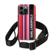   Karl Lagerfeld Color Stripes Strap Apple iPhone 14 Pro Max hátlap tok, rózsaszín