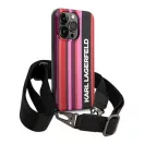 Karl Lagerfeld Color Stripes Strap Apple iPhone 14 Pro Max hátlap tok, rózsaszín
