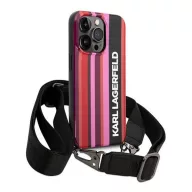   Karl Lagerfeld Color Stripes Strap Apple iPhone 14 Pro Max hátlap tok, rózsaszín
