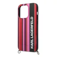   Karl Lagerfeld Color Stripes Strap Apple iPhone 14 Pro Max hátlap tok, rózsaszín