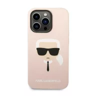   Karl Lagerfeld Silicone Karl's Head Apple iPhone 14 Pro Magsafe hátlap tok, halvány rózsaszín