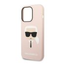 Karl Lagerfeld Silicone Karl's Head Apple iPhone 14 Pro Magsafe hátlap tok, halvány rózsaszín