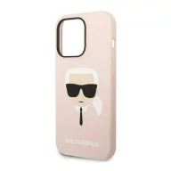   Karl Lagerfeld Silicone Karl's Head Apple iPhone 14 Pro Magsafe hátlap tok, halvány rózsaszín