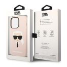 Karl Lagerfeld Silicone Karl's Head Apple iPhone 14 Pro Magsafe hátlap tok, halvány rózsaszín