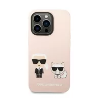   Karl Lagerfeld Silicone Karl & Choupette Apple iPhone 14 Pro Magsafe hátlap tok, halvány rózsaszín