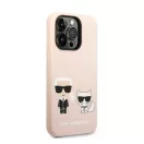 Karl Lagerfeld Silicone Karl & Choupette Apple iPhone 14 Pro Magsafe hátlap tok, halvány rózsaszín