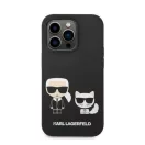 Karl Lagerfeld Liquid Silicone Karl & Choupette Apple iPhone 14 Pro Magsafe hátlap tok, fekete